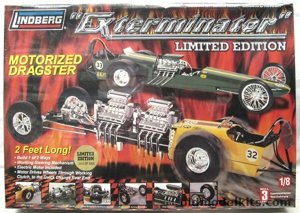 Lindberg 1/8 The 'Exterminator' Motorized Dragster - Limited Edition, 73045 plastic model kit